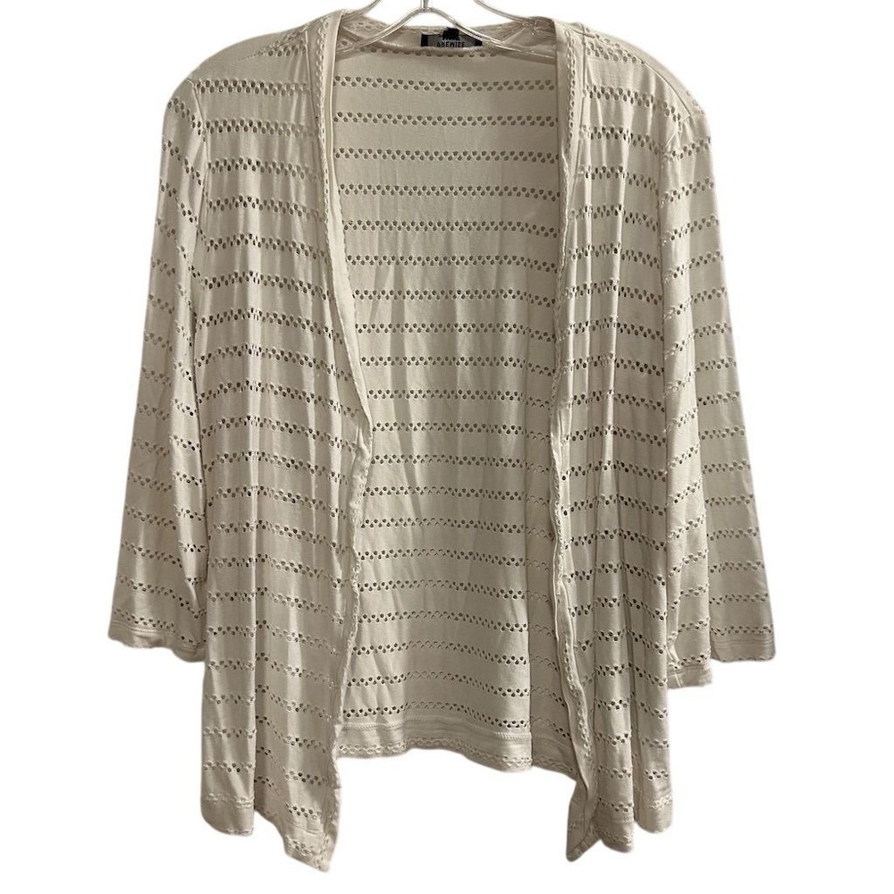 Premise Women's Ivory Open‎ Knit Cardigan Sweater Size M Lightweight